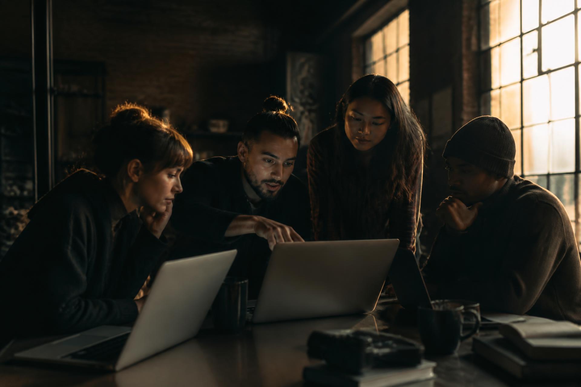 Agency team reviewing a connected digital system
